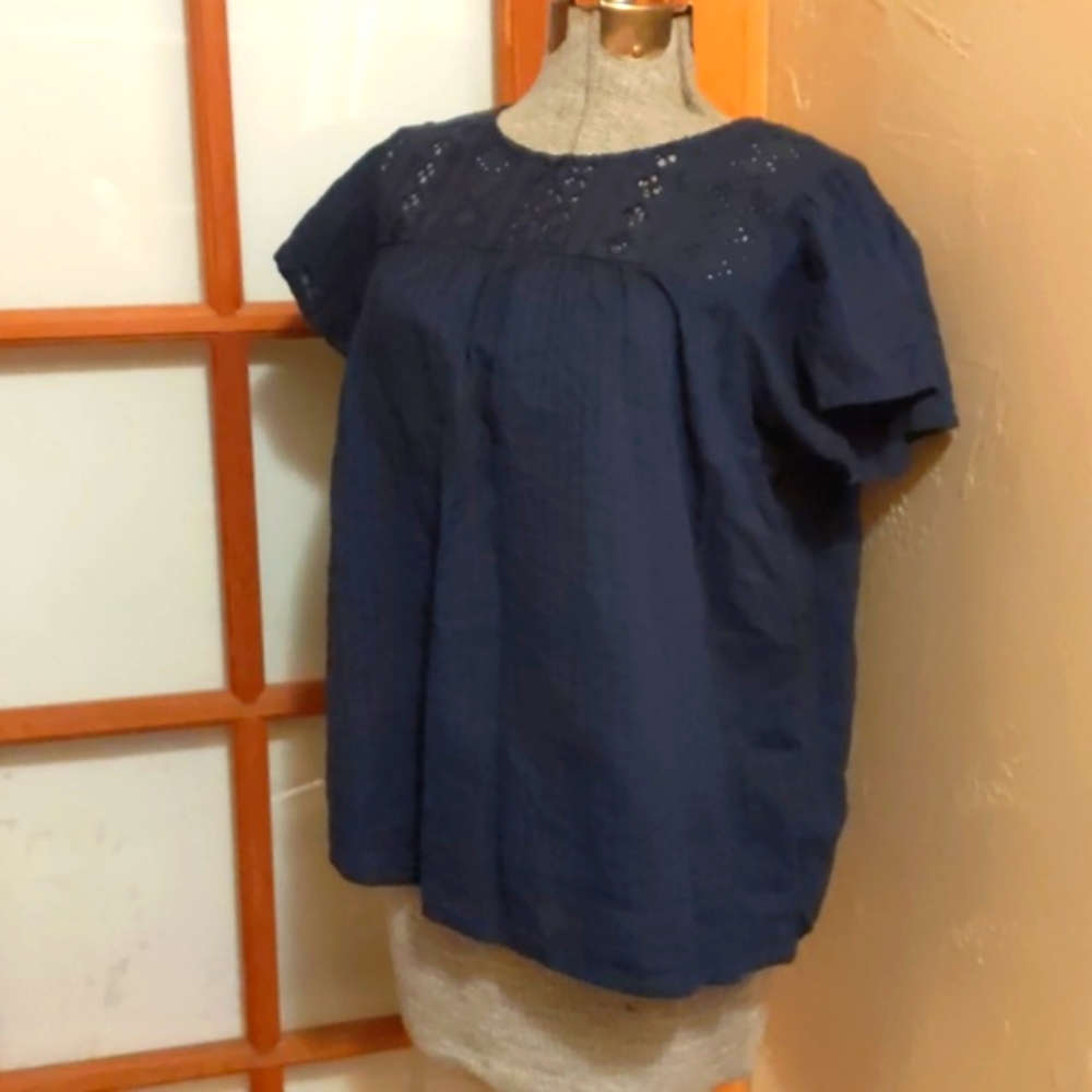 Ella Moss navy eyelet peasant blouse, M (I have white as well)